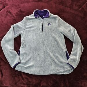 Small Washington Huskies University Sweater Pullover 1/4 Snap Soft Fleece Ladies